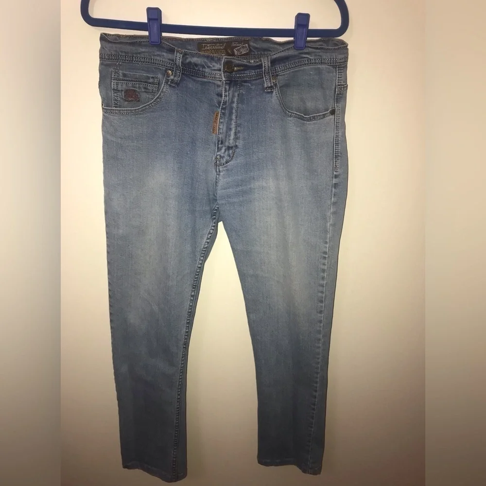 𝅺FRANCO Lucci Mens Cotton Limited Edition Straight Light Wash Denim Jeans 36X30